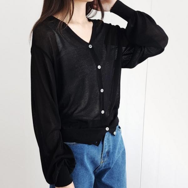 여름 가을 여자 가디건 시원한 크롭 벌룬 루즈핏 가디건 카디건