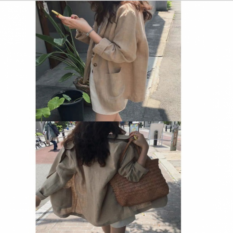 여자마이 린넨정장마이 얇은봄자켓 1P 스타일 고품질 짧은자켓 정장 사무실 하객룩
