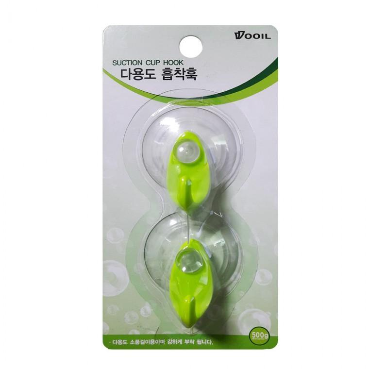 연두 플라스틱고리 흡착 후크행거 2P