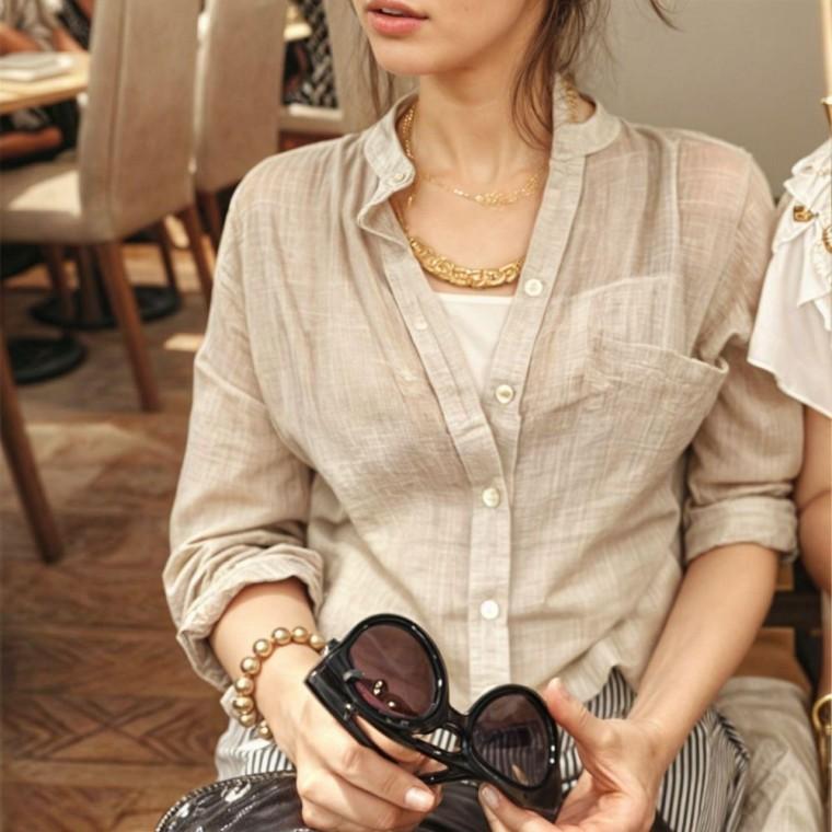 하늘하늘 여신핏 린넨셔츠 여자 여름 셔츠 남방 티 옷 쉬폰 여름 여자 흰셔츠 블라우스 여성 린넨셔츠