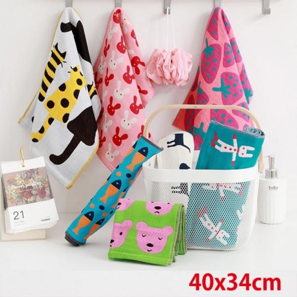 북유럽풍 순면거즈 주방타올 핸드 타월 면행주 어린이집 손수건 일러스트행주 40cm x34cm