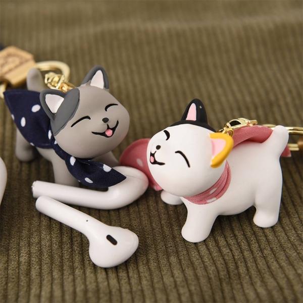 땡땡이 스카프장식 얼룩 고양이 스트랩 키링 4Colors