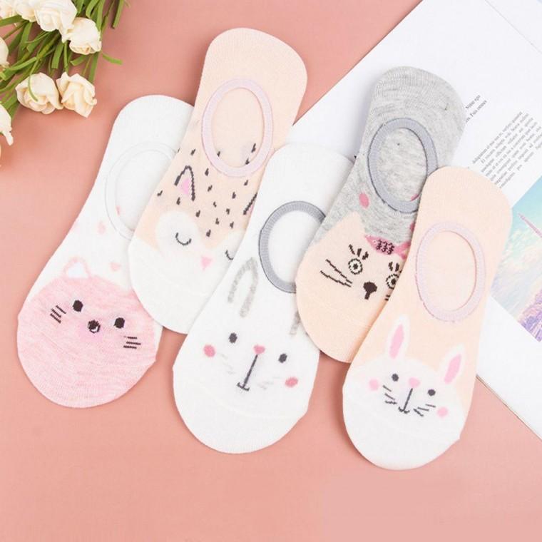 여성 여자 캐릭터 발목 양말 5p 페이크삭스 스니커즈