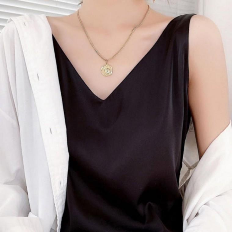오피스룩 블라우스 실크나시 여자 슬립 캐미솔 민소매 오피스룩 나시티