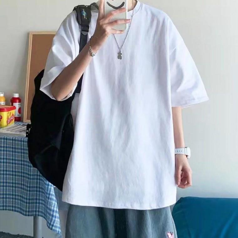 20대 남자 대학생 깔끔한 남자 무지 오버핏 티셔츠 한 여자 유니크한 반팔티 레이어드 박스티 흰티 면티