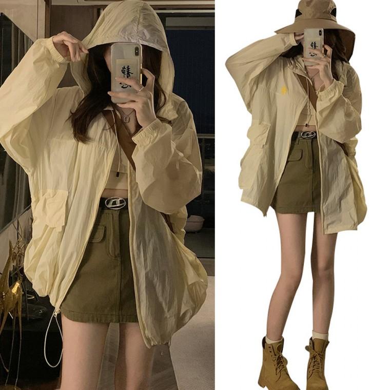F007543 시스루 여름후드 바람막이 집업점퍼