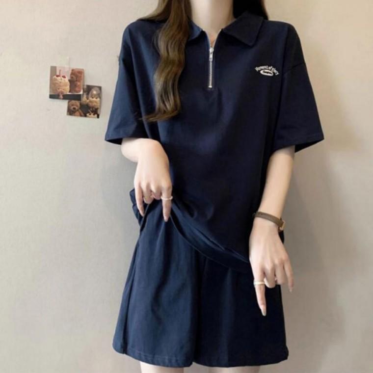 여성 여름 데일리 캐주얼 반집업 카라 트레이닝복 세트