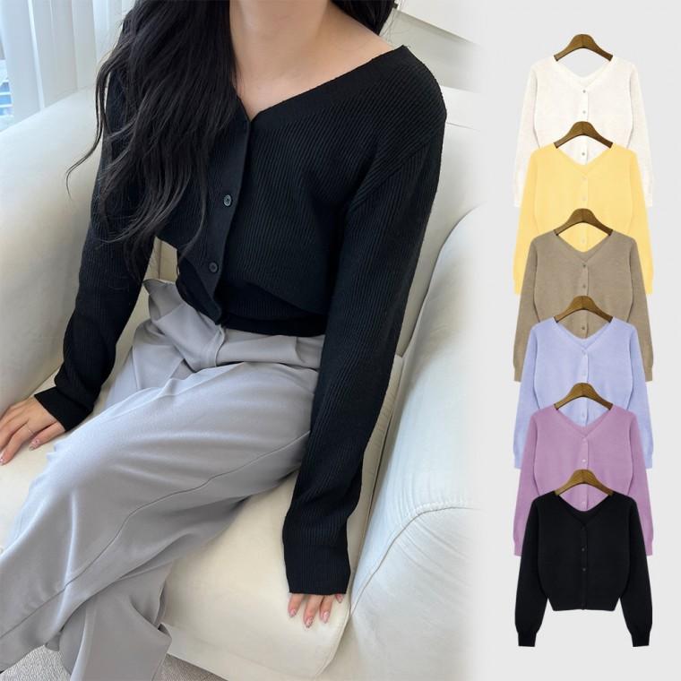 카디건 여자가디건 제너 브이넥 캐시 크롭 가디건 SD-220821
