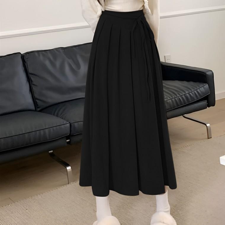 페미닌룩 데일리룩 코듀로이 골덴 허리끈 롱스커트 JSC-0024