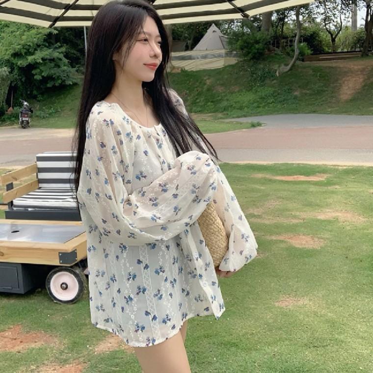 시스루가디건 플라워가디건 시스루 플라워 블라우스 가디건 LL-O128