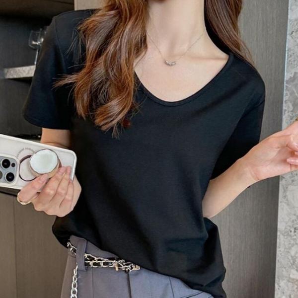 여성 무지 기본 반팔티 1P 루즈핏 데일리 이너 여름 티셔츠 U넥 패션