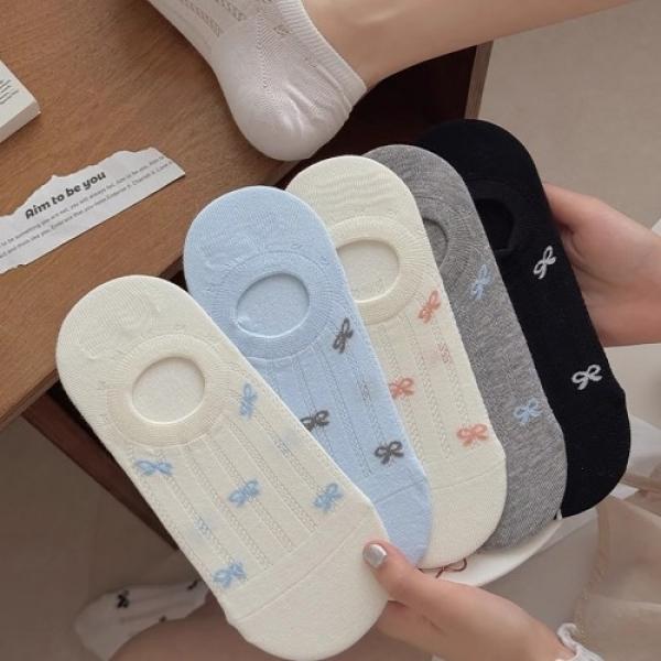 여름 여성 미끄럼방지 리본포인트 히든양말