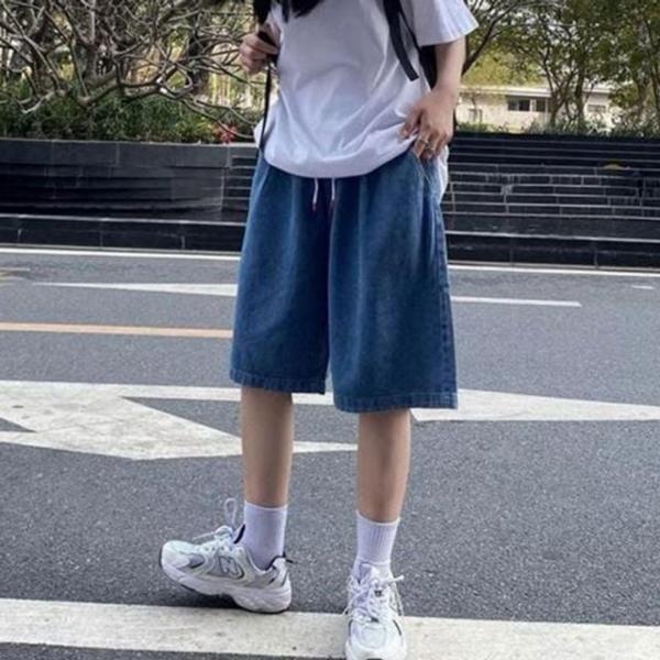 남녀공용 데일리반 빅사이즈 여름 남성 데님 와이드 반바지