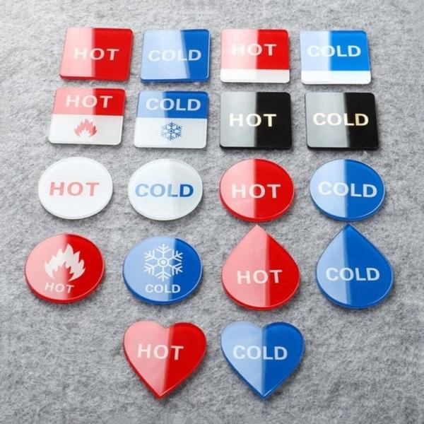 온수 냉수 스티커 라벨 2p 아크릴 OT COLD 표시판 사우나 수영장 목욕탕 온수 HOT 보일러실안전