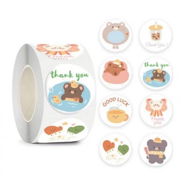 S629 8종 곰돌이 수영 장갑 스티커 대용량 500pcs 다꾸 탑구 롤 스티커