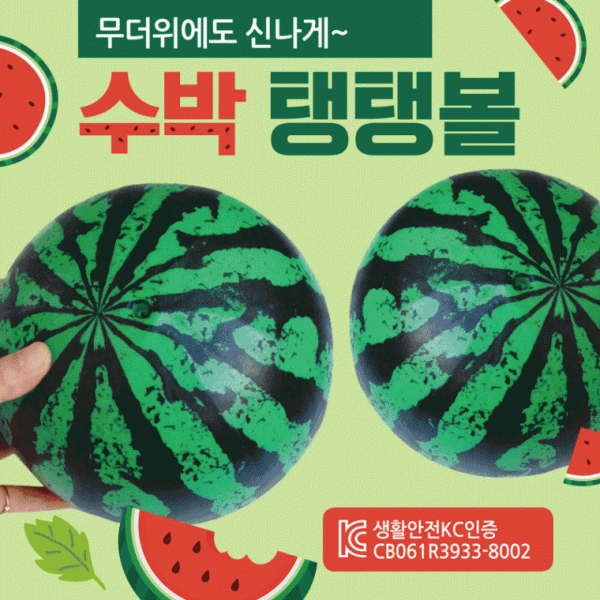 탱탱볼 [수박탱탱볼] 개별그물망 포장 KC안전인증 둘레55cm 물놀이공 물놀이용품 손펌프 비치볼 에어공
