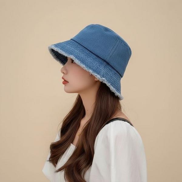 와이드챙 워싱 데님 버킷햇 벙거지 모자 남녀공용 56-