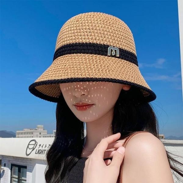 여성 M로고 라인 버킷햇 벙거지