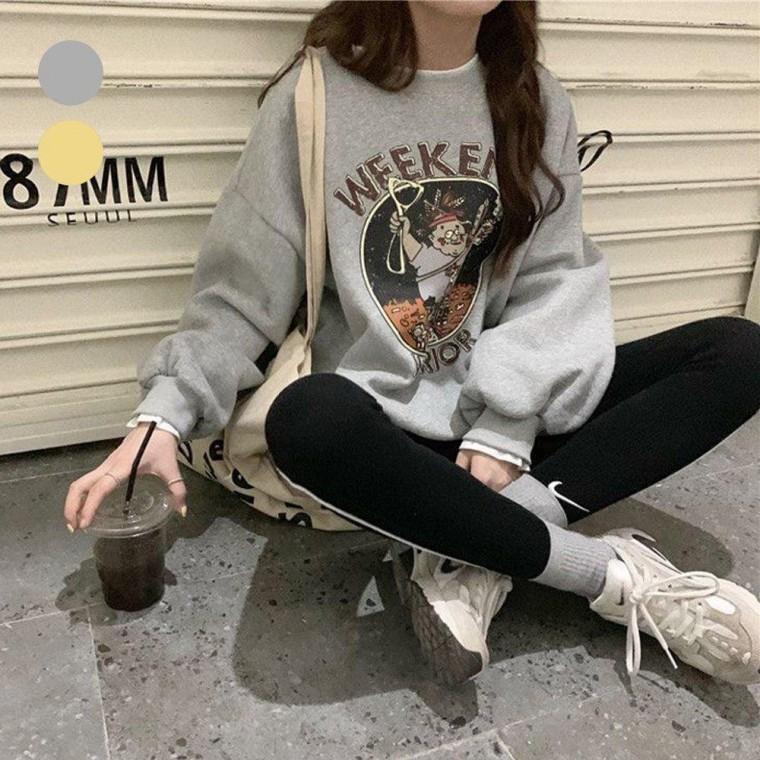 얇은 기모 여성 맨투맨 티셔츠 여자 맨투맨티
