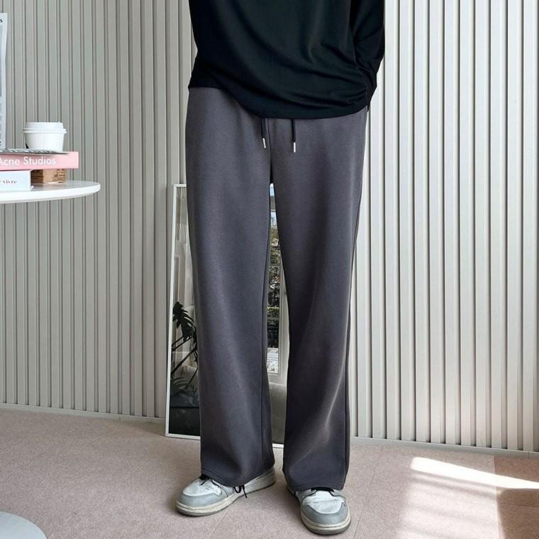 피그먼트 남자 와이드 팬츠 남녀 공용 바지 통바지 스트링 도톰