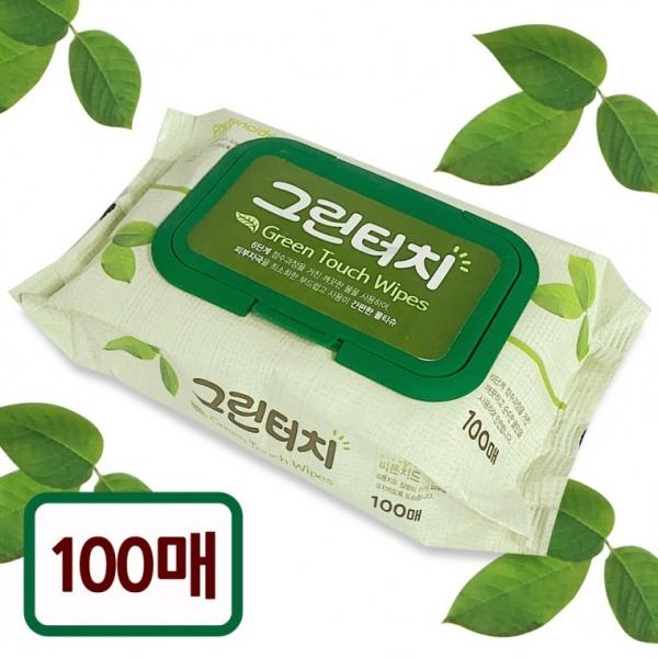 그린터치 물티슈100매(캡형) 피톤치드 간편한물티슈
