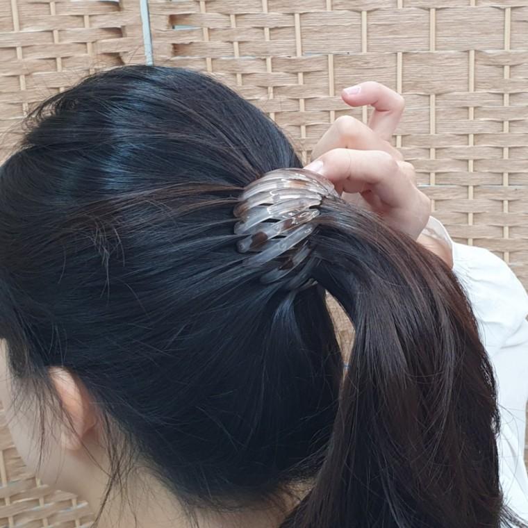 포니 올림머리 만두핀 똥머리집게핀 그레이블랙