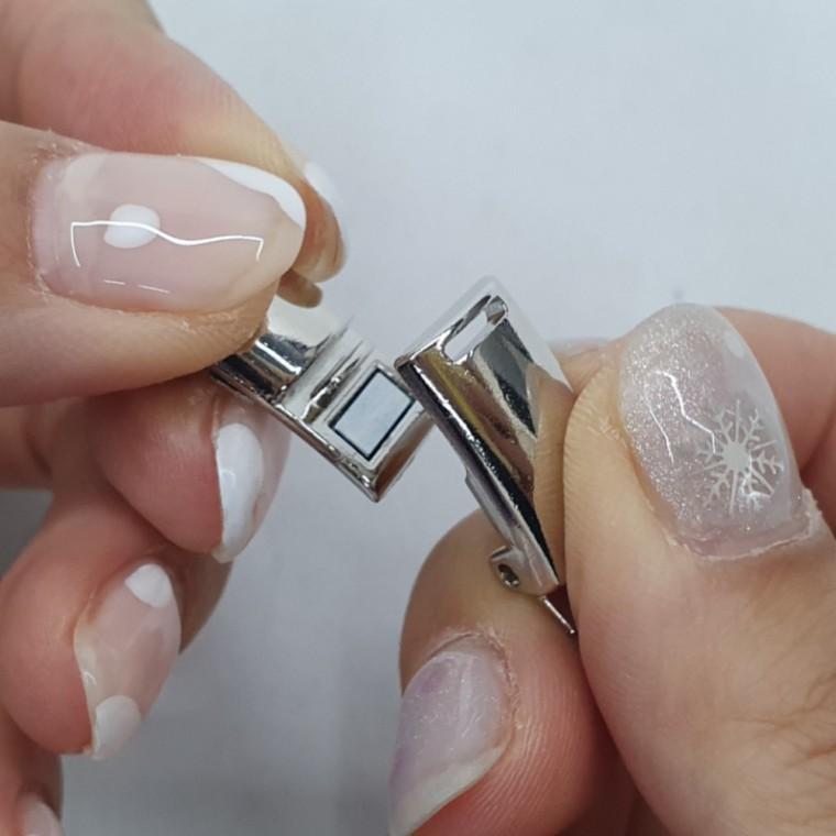 매듭없는 운동화 신발끈 자석클립 실버