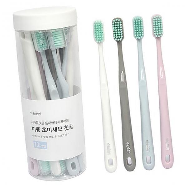 개별캡 이중 초미세모 칫솔 12입 1P 부드러운 브러쉬