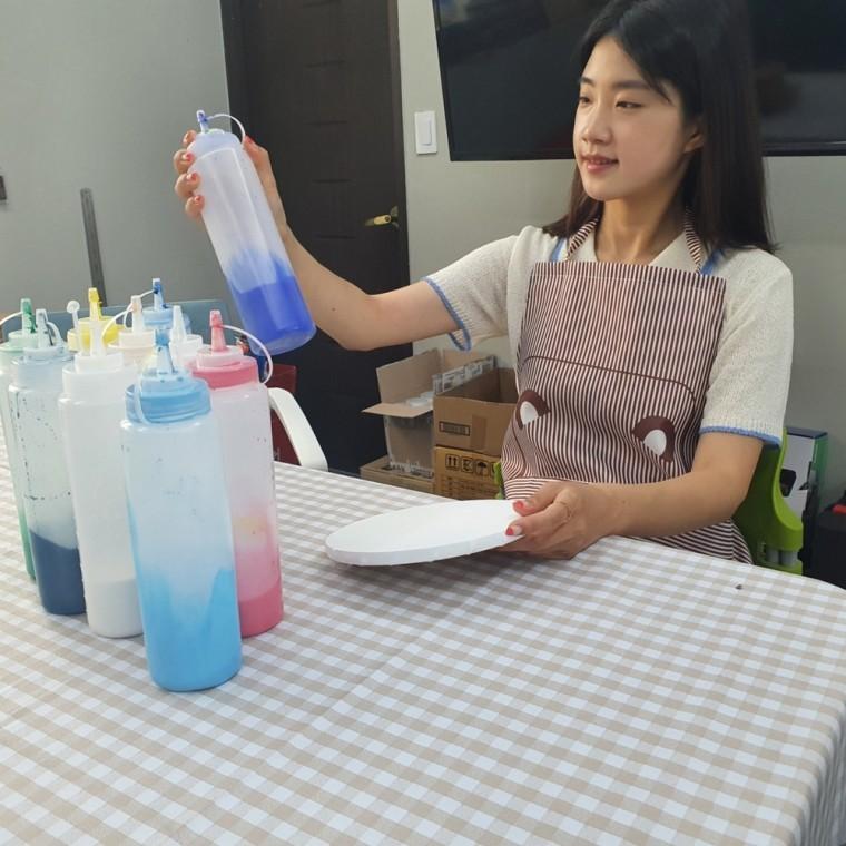 포켓형 귀여운 곰돌이 앞치마 커피색