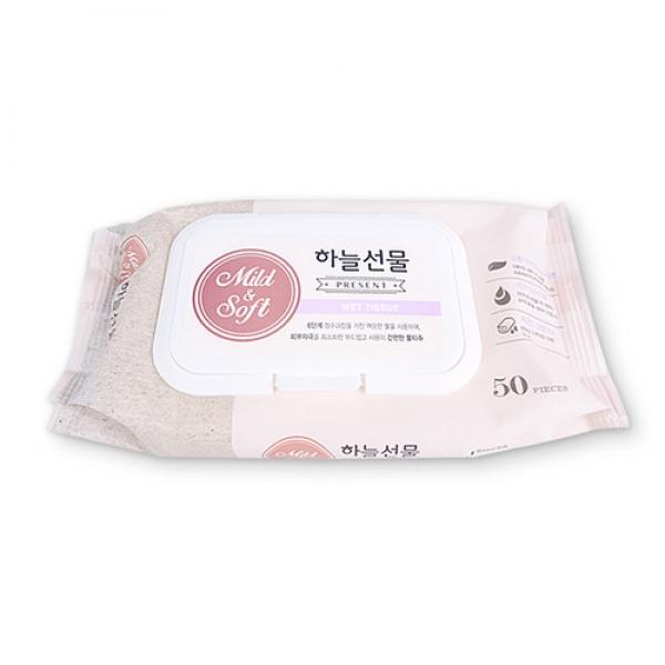 하늘선물물티슈(50매 캡형) 아기 유아 신생아 물티슈50매 대용량 휴대용