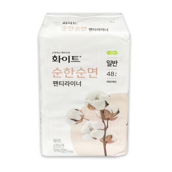 화이트 순한순면 팬티라이너 일반 48개입 -TJ 화이트 팬티라이너 팬티라이너일반 생리대 여성용품 순한순면