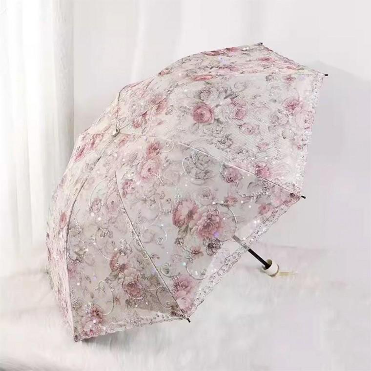꽃무늬 로즈자수 햇빛 암막 양산 웨딩소품 레이스 암막 겸우산 양산 꽃무늬 초경량 30대 양우산 접이식