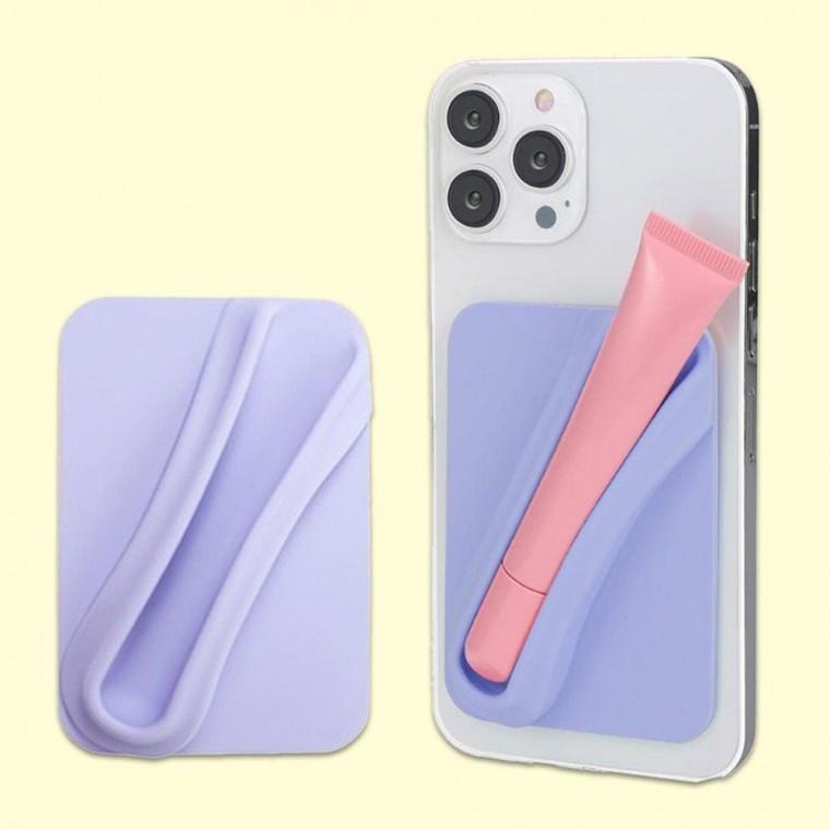 핸드폰 부착 립스틱 립밤 거치대 실리콘 홀더 퍼플 휴대폰 폰거치대 악세사리 보관 틴트