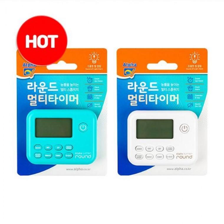 알파 라운드 멀티 타이머 HY-6019 8434810 - 운동 요리 공부용 학습용 다기능 타이머 뽀모도로