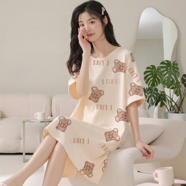 여름 반팔 홈웨어 원피스 브라캡 내장 잠옷 DS-5148