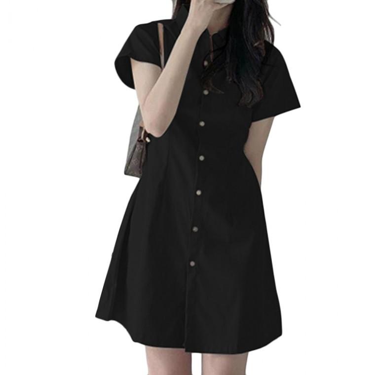 여자 슬림 카라 미니 반팔 원피스