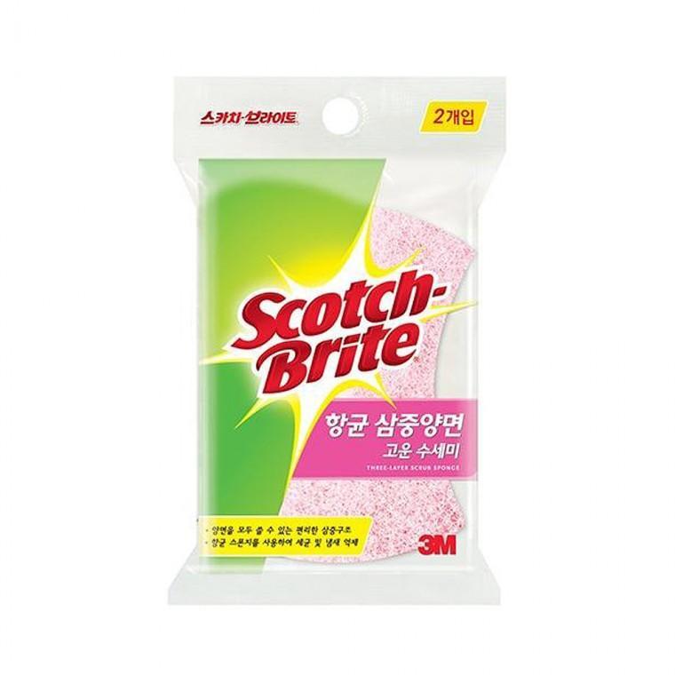 3M 항균 삼중양면 주방 세척 설거지 고운수세미 2개