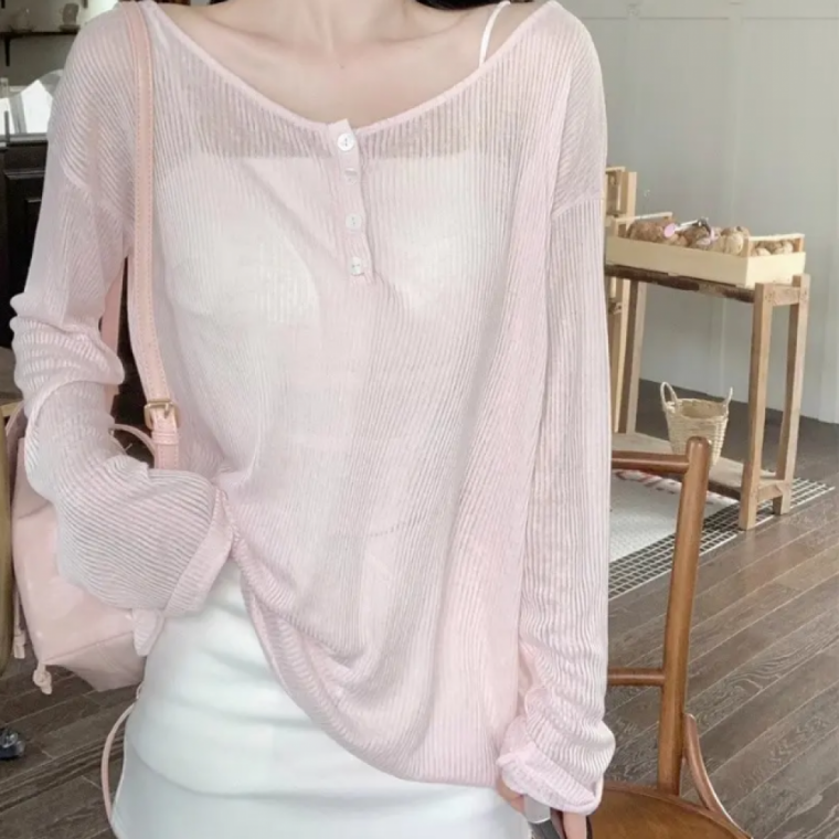 루즈핏 백스트랩 시스루 티셔츠 썸머룩 여성 캐주얼룩