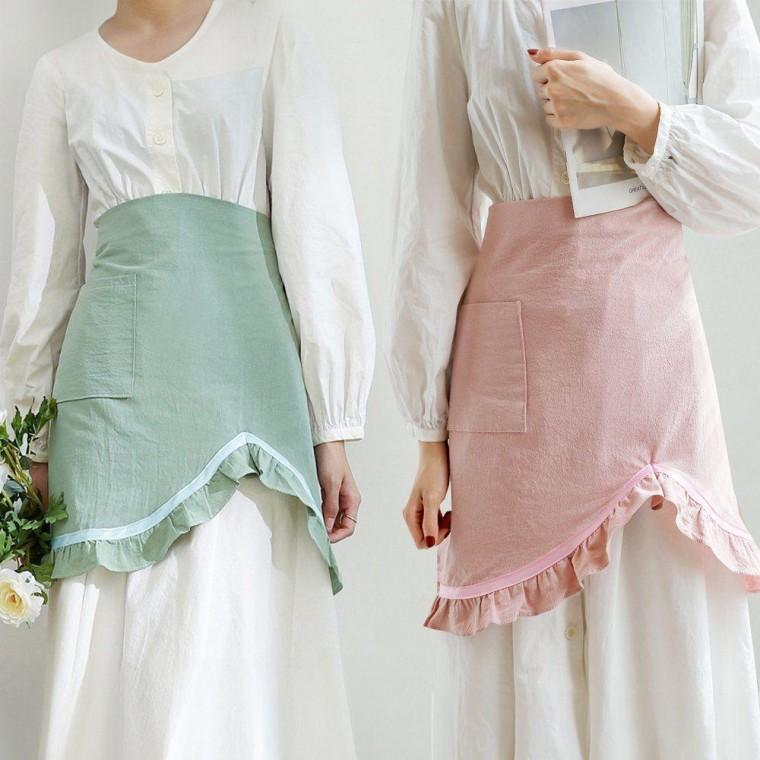 순면 하프 허리 주방 작업용 앞치마 에이프런 카페 어린이집 예쁜 식당 미술 공방 미용사