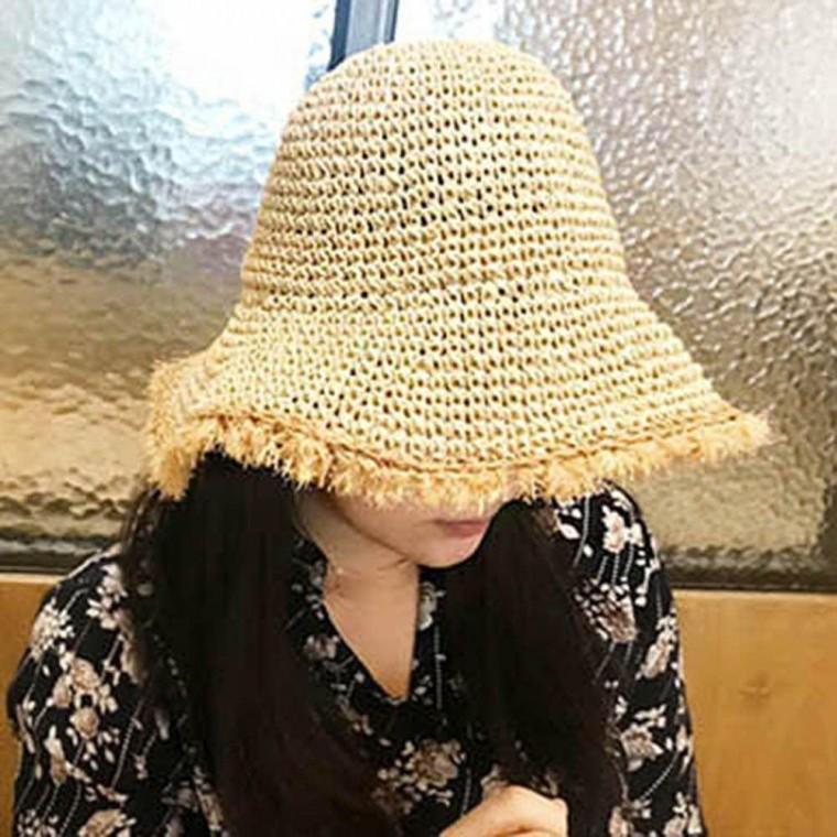 여성용 밀짚 벙거지 사파리 나들이 패션 모자 버킷햇 이쁜 벙거지햇 숏버킷햇 엄마 데님