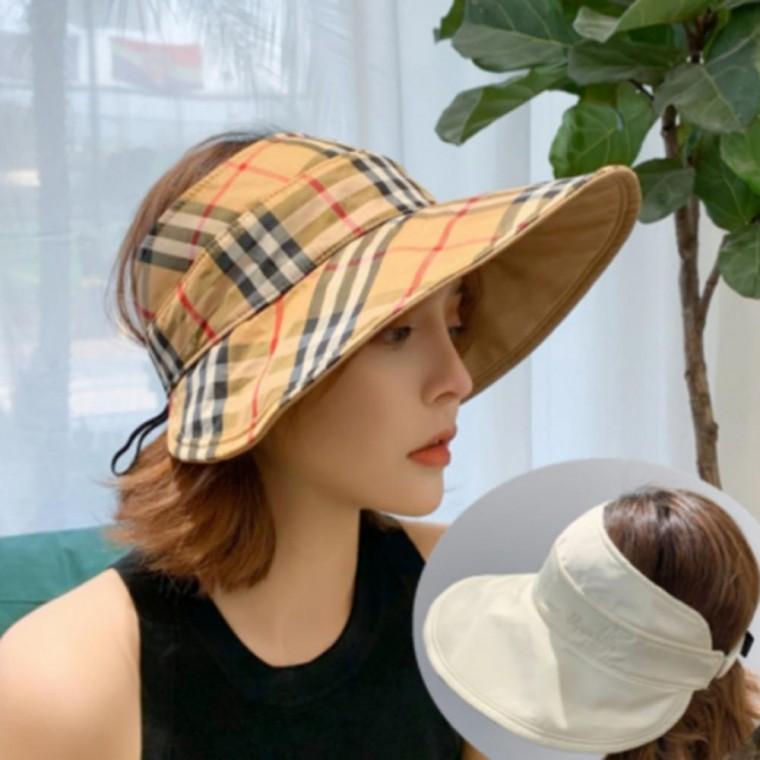 여성 데일리 7컬러 양면 썬캡 체크 햇빛차단 모자