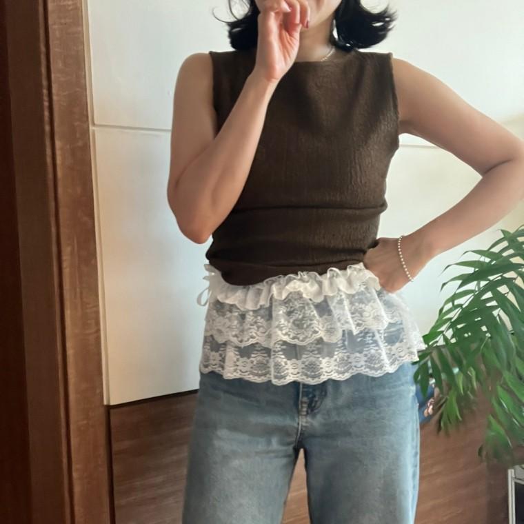시스루 밴딩 볼륨 스커트 레이어드 캉캉 치마 블랙 화이트 랩스커트 2종