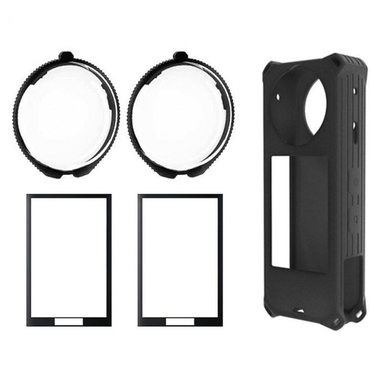 Insta360 X5 전용 광학유리 듀얼 렌즈 가드 실리콘 커버 액정보호필름 3종 세트