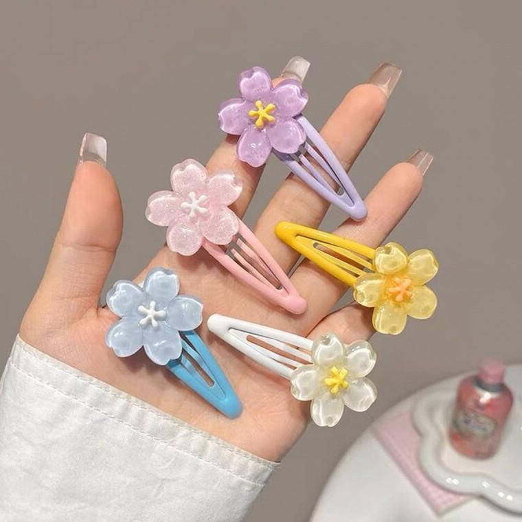 미니 꽃무늬 머리 똑딱이핀