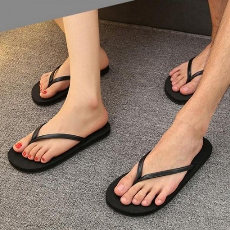 커플쪼리 발편한 키높이 검정 쪼리 가죽 슬리퍼 여름비치샌들