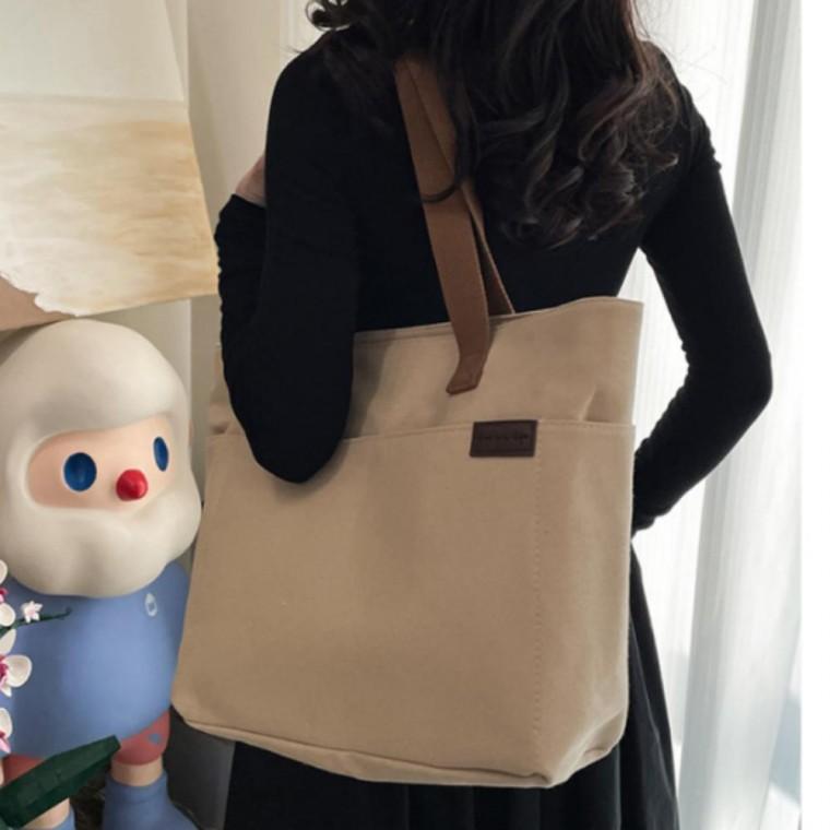 3컬러 쇼퍼 캔버스원단가방 빅숄더 에코백 무지가방
