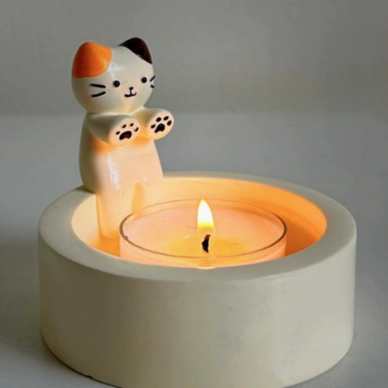 귀염냥 불쬐는 고양이 양초 홀더 캔들 트레이 받침대