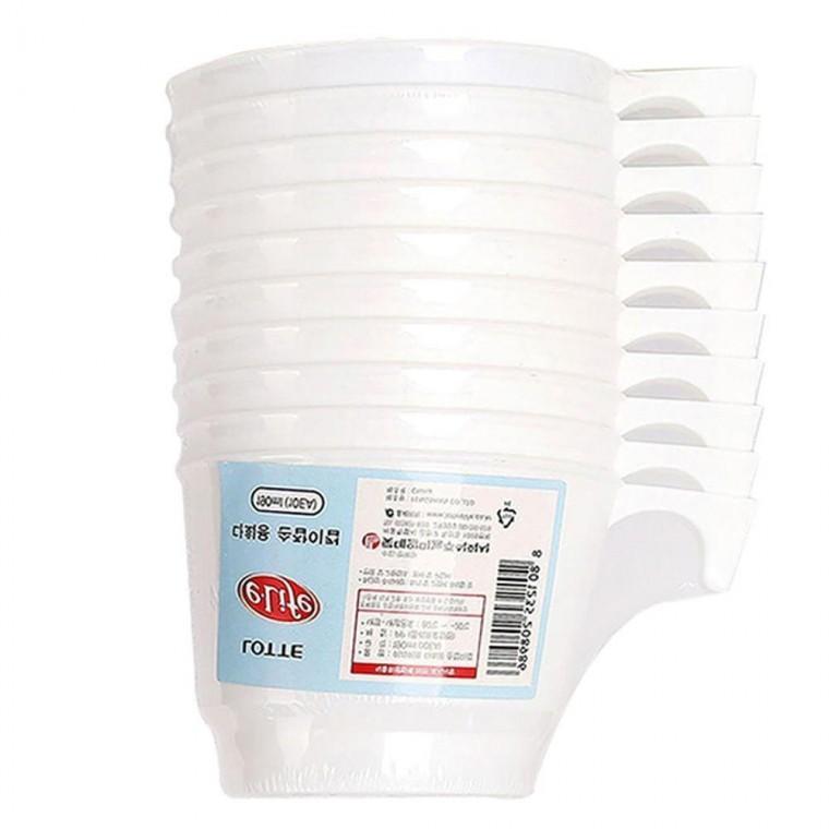 190ml 10입 손잡이컵 다회용 반영구 1P 플라스틱