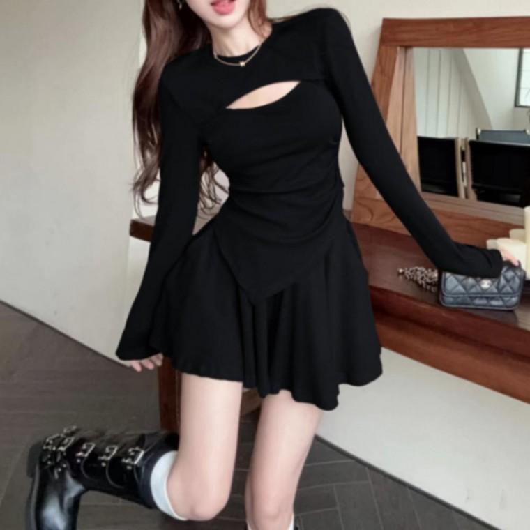 투피스 출근복 슬림 절개라인투피스 데일리치마 유니크 라인