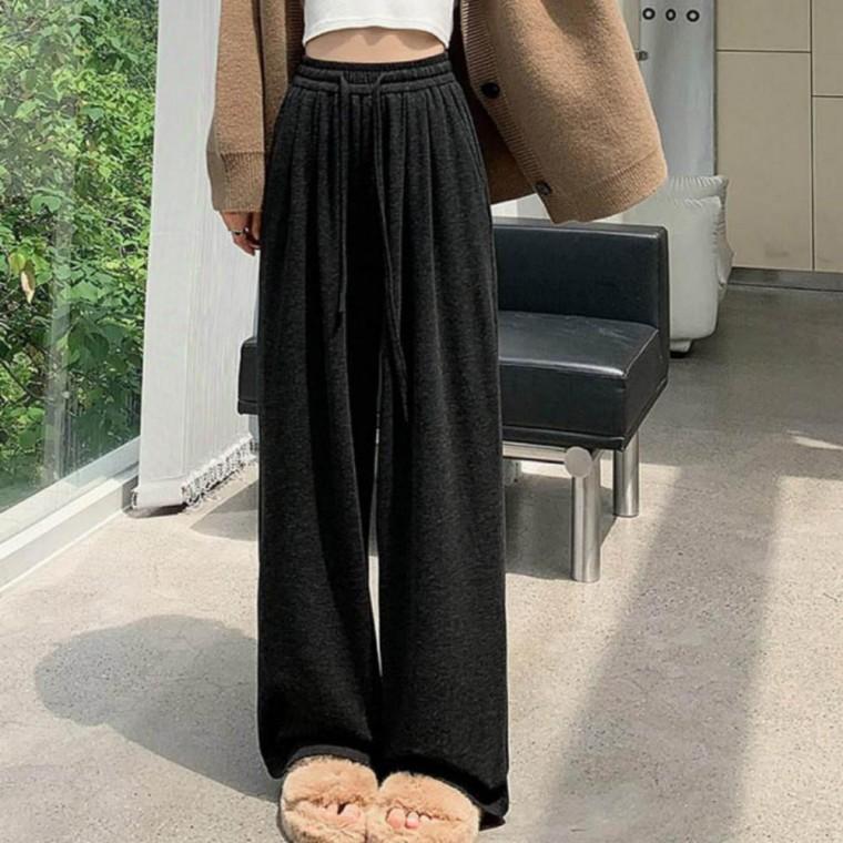 다리체형보정팬츠 루즈핏 안감 벨벳 와이드 팬츠 롱